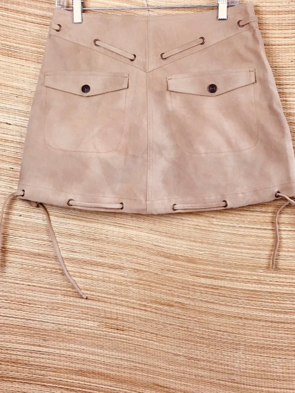 Free People / We The Free - Sierra NWT Vegan Suede Western Mini Skirt Beige Sz 6